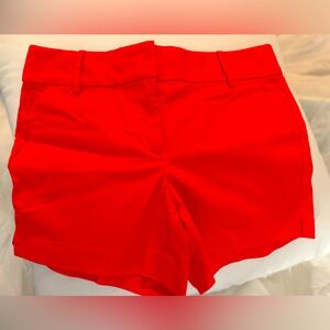 LOFT Red High Waist Shorts with White Trim